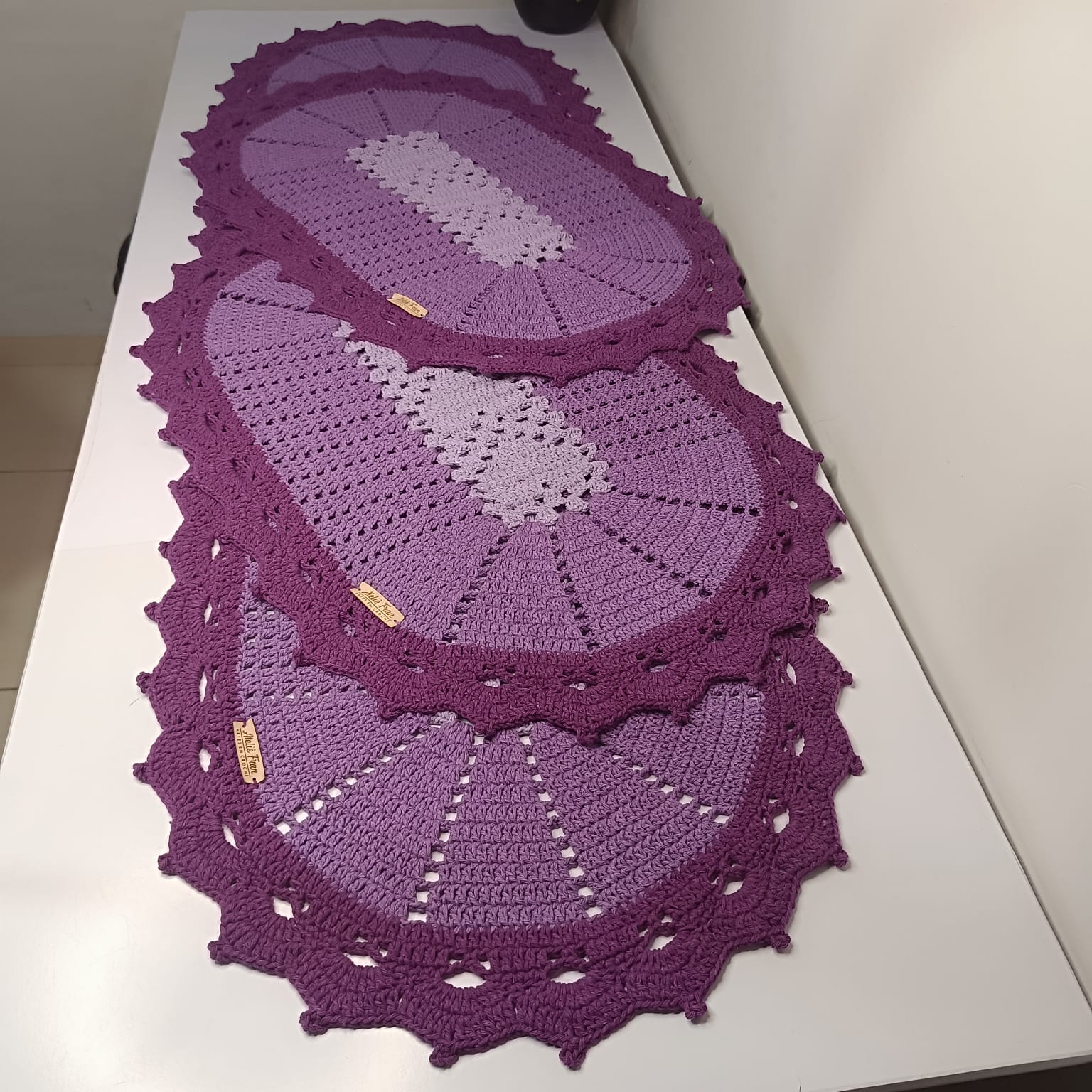 Jogo de Cozinha em Crochê - Lilás Claro e Escuro