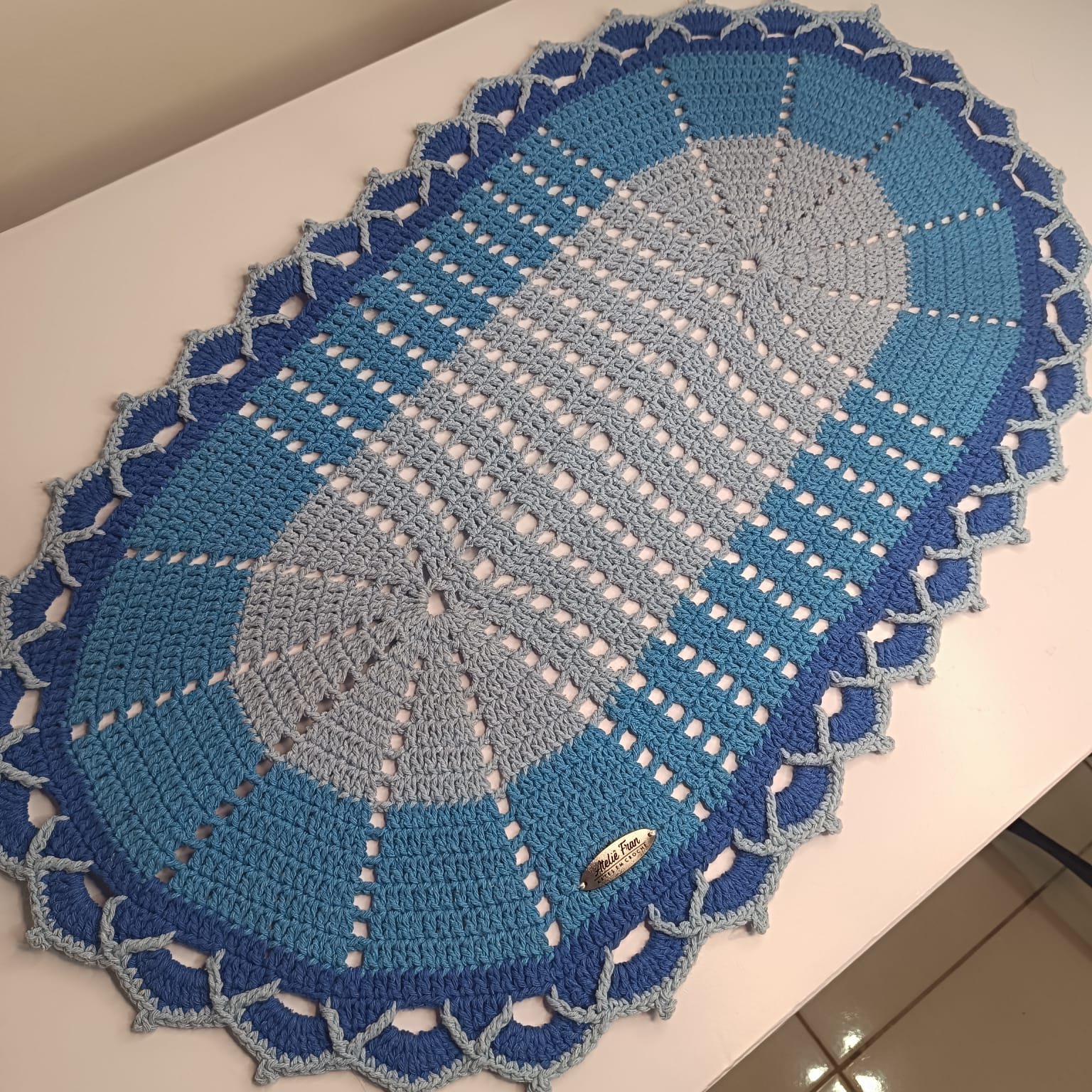 Tapete de Porta em Crochê – Tons de Azul - Image 3