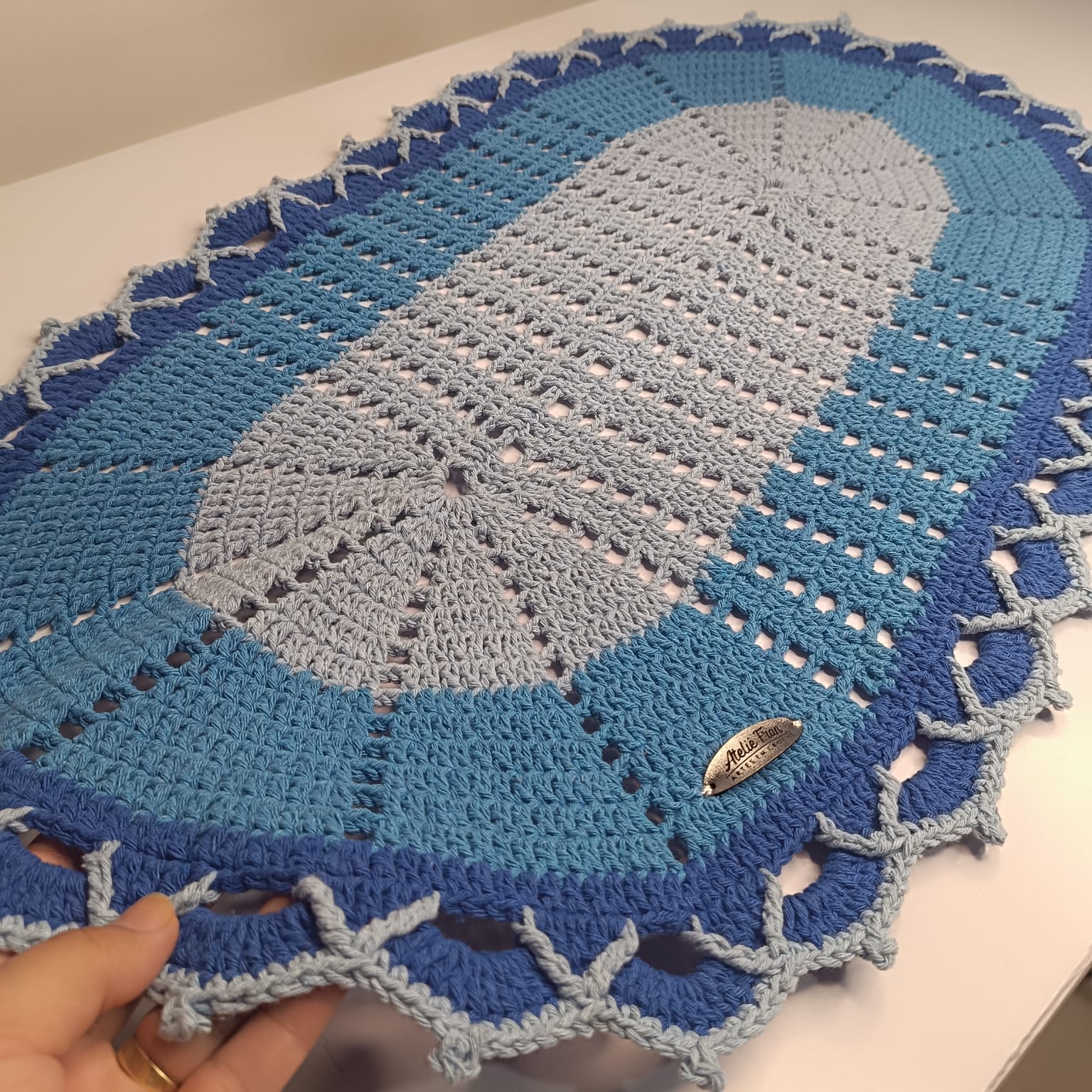 Tapete de Porta em Crochê – Tons de Azul - Image 2