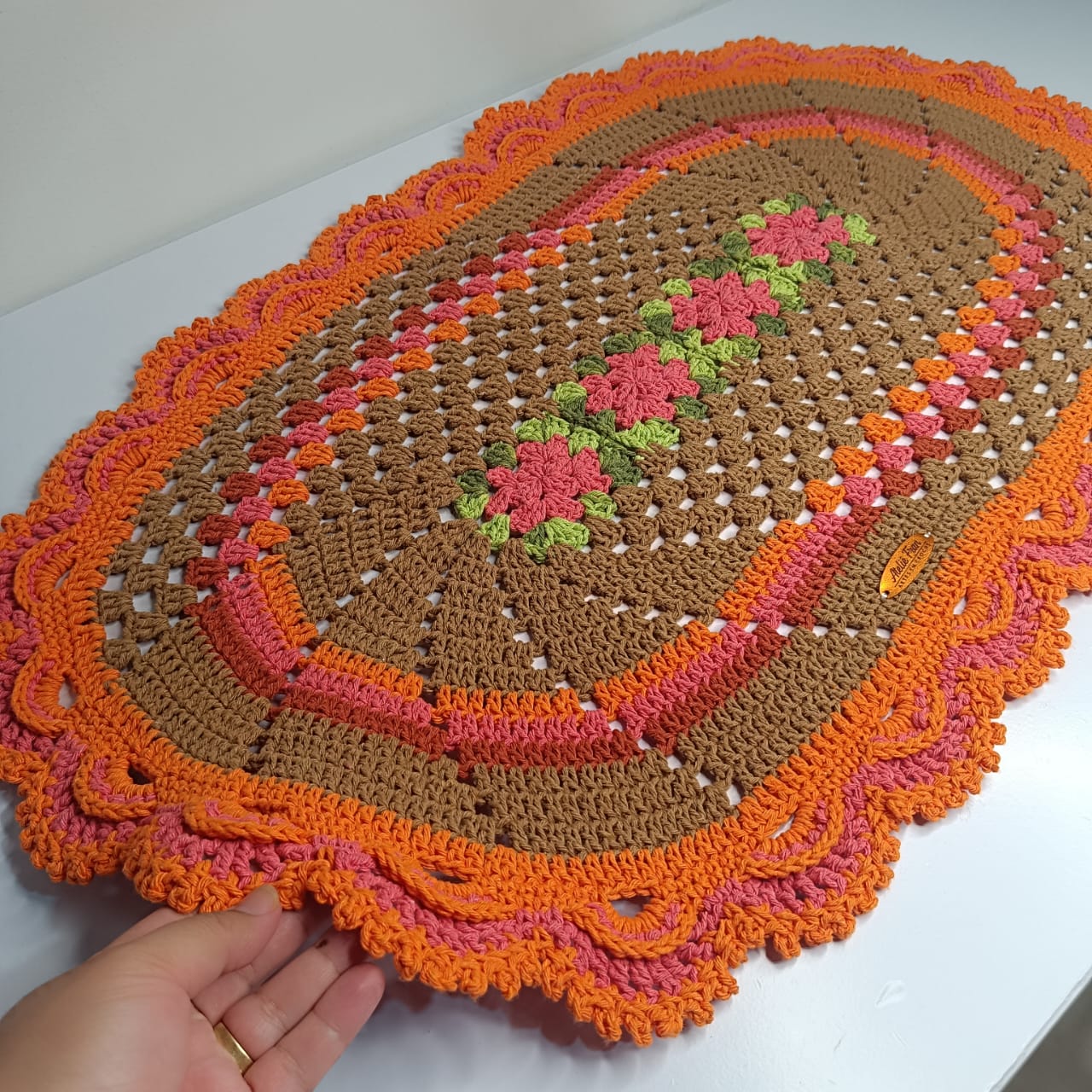 Tapete Luxo de Crochê – Tons de Laranja e Melancia - Image 2