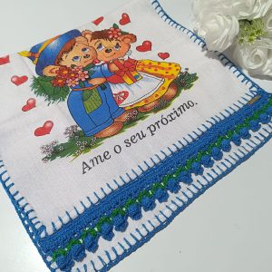 Pano de Prato em Crochê – "Ame o seu próximo"
